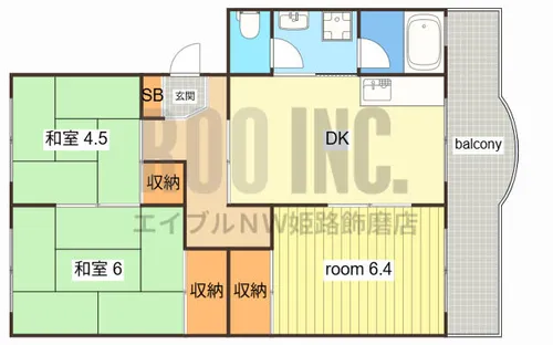 ローレルハイツ姫路天満【407号室】の間取り