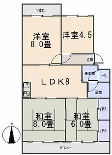 第2マンション鈴木(A,B)【A2号室】の間取り
