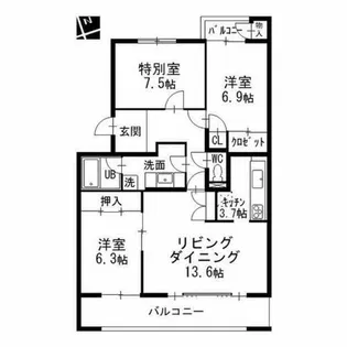 グランデ亀の井【3階】の間取り