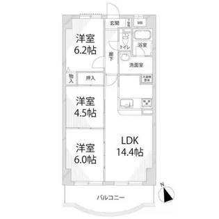 手柄アートスカイハイツ【603号室】の間取り