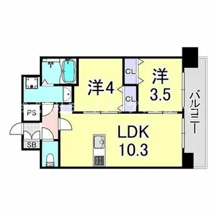 プレサンス神戸長田マリエント【9階】の間取り