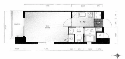 ローズモント・フレア天神南【9階】の間取り