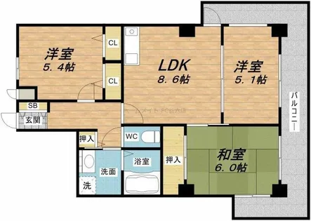 第一玉造マンション【6階】の間取り