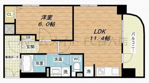 エステムプラザ梅田扇町公園パークランド【6階】の間取り