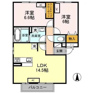アヴェニール浜【101号室】の間取り