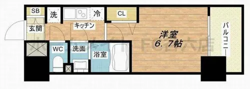 プレサンスOSAKA DOMECITYビーツ【7階】の間取り
