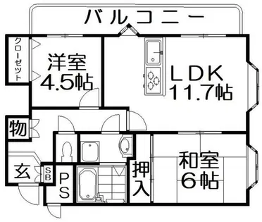 ドミシル谷辻【2階】の間取り