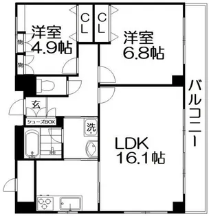 パークハイツ岡山手【2階】の間取り