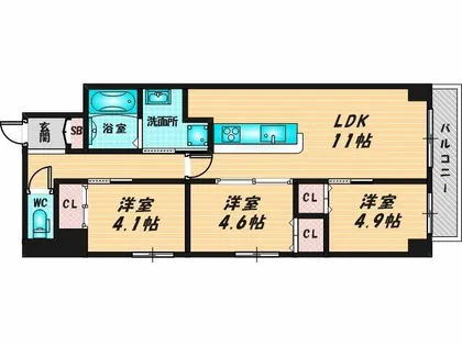 プレサンスNEO新深江リュミエル【7階】の間取り