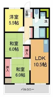 グリーンハイツ向陽1号棟【52号室】の間取り