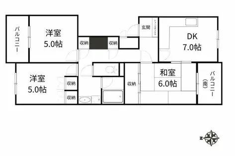 ホワイトキャッスル折尾【505号室】の間取り