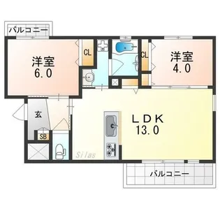 ラ・メゾン香ヶ丘【1階】の間取り