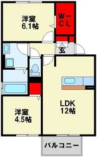 クレール引野【1階】の間取り