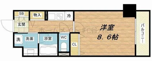 エスリード長堀タワー【9階】の間取り