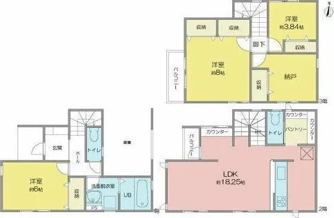 愛知県名古屋市北区芳野3丁目【一戸建】の間取り