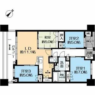 兵庫県神戸市灘区高羽【マンション】の間取り