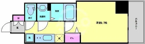 プレサンス天満橋ヴェルエラ【6階】の間取り