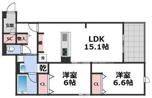 スペチアーレ杭全【3階】の間取り