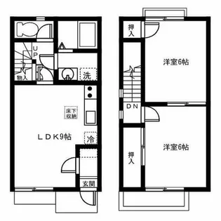 愛知県海部郡大治町大字長牧字中道【テラスハウス】の間取り