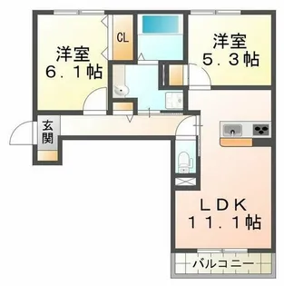ワンウェーブ霞ヶ丘【3階】の間取り