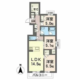 オグラ シャーメゾン【2階】の間取り