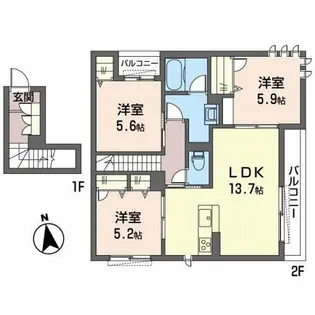 シャーメゾン 陽【2階】の間取り