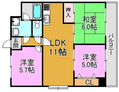 フェルザ長田【9階】の間取り