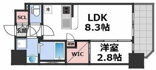 セレニテ夕陽丘エクラ【6階】の間取り