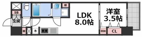 リアライズ南巽【5階】の間取り
