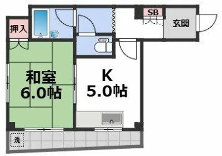 MARUOハイツ【5階】の間取り