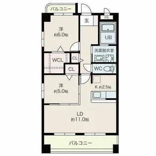 愛知県北名古屋市熊之庄江川【マンション】の間取り
