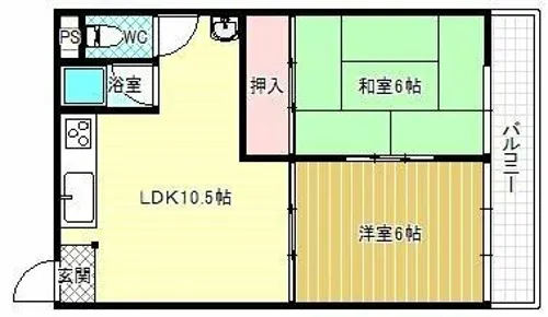 福田コーポ【1階】の間取り