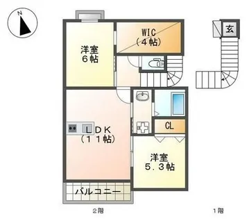 トラミッドヴィラ花田【2階】の間取り