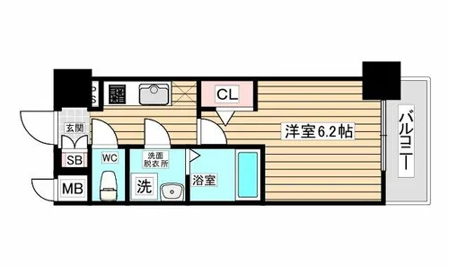 エスリード大阪ラ・リュール【13階】の間取り