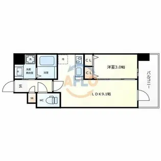 アービングNeo岸里玉出【8階】の間取り