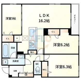ココルトリシア【1階】の間取り