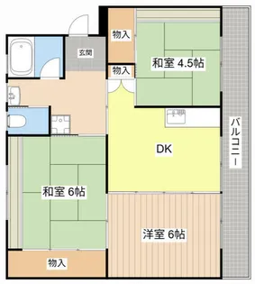 ビレッジハウス五個荘2号棟【0106号室】の間取り