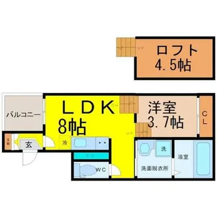 ハーモニーテラス八熊Ⅱ【1階】の間取り