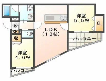 グルーブ明石大蔵【2階】の間取り