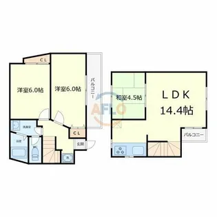 デュープレクス晴明【1階】の間取り