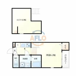 ハーモニーテラス墨江【1階】の間取り