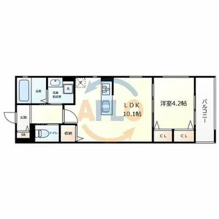 アイメゾン長居西【1階】の間取り