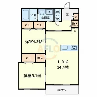 ロンドラージ今林【1階】の間取り