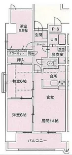 ハーモニー三幸【3階】の間取り