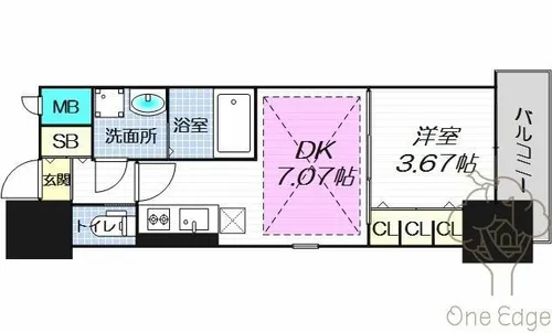 扇町公園プライマリーワン【3階】の間取り