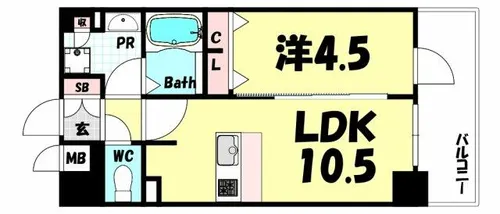 プレサンスTHE神戸【1008号室】の間取り