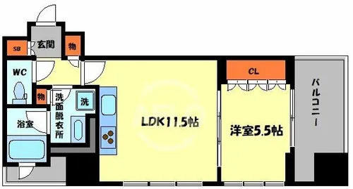 クレヴィアタワー御堂筋本町【6階】の間取り