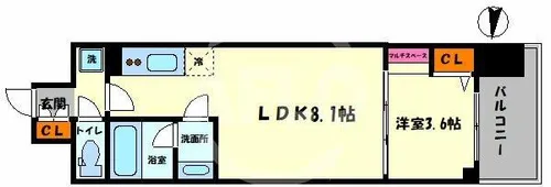 アーバネックス難波WEST【14階】の間取り