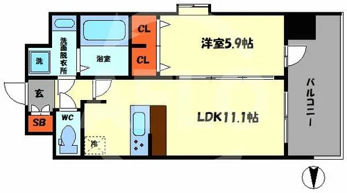 スプランディッド梅田北【2階】の間取り