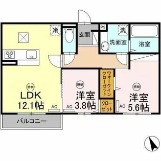 アザレア熊本【1階】の間取り